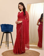 Maroon Georgette Designer Printed Ready To Wear Saree - Ibiza