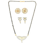 AanyaCentric Gold-Polished Mangalsutra with Pendant, 2 Pair Earrings