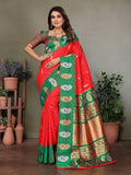 Joban Fashion Banarasi Red Butti Soft Silk Saree - Distacart
