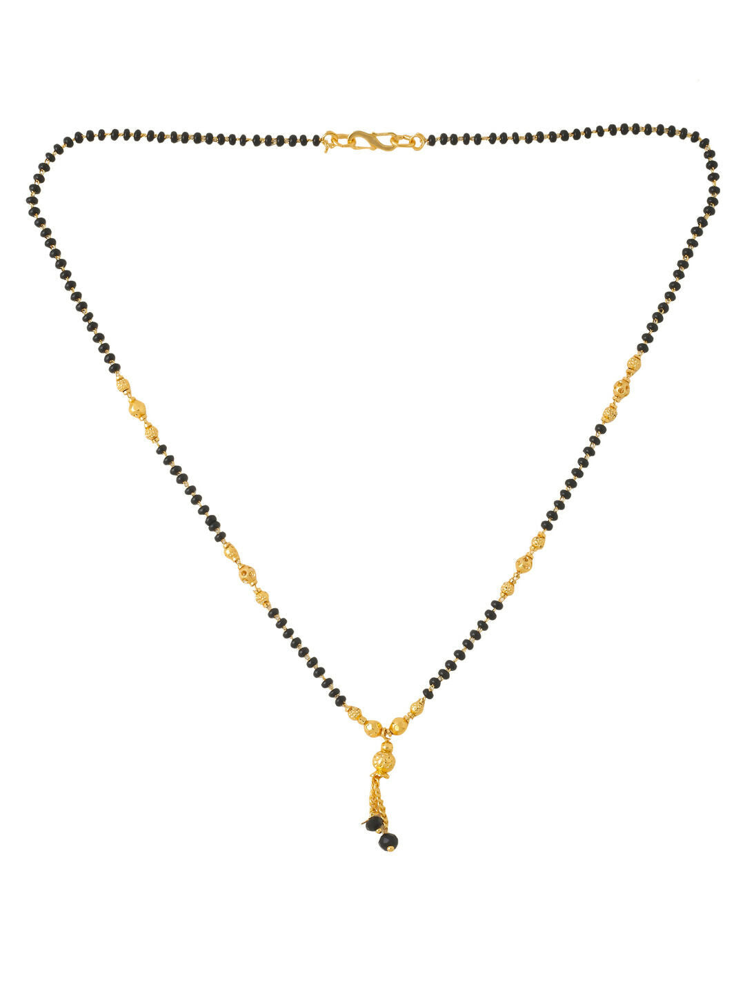 NVR Women's's Set of 2 Black Gold-Plated Beaded Mangalsutra With Ad Stone - Distacart