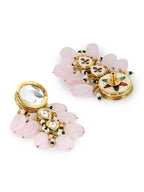 Gold-Toned White Kundan Contemporary Gold-Plated Drop Earrings - Ruby Raang - Distacart