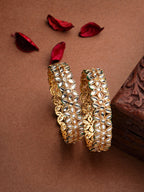 NVR Women Set of 2 Gold Plated Kundan Studded Bangles - Distacart
