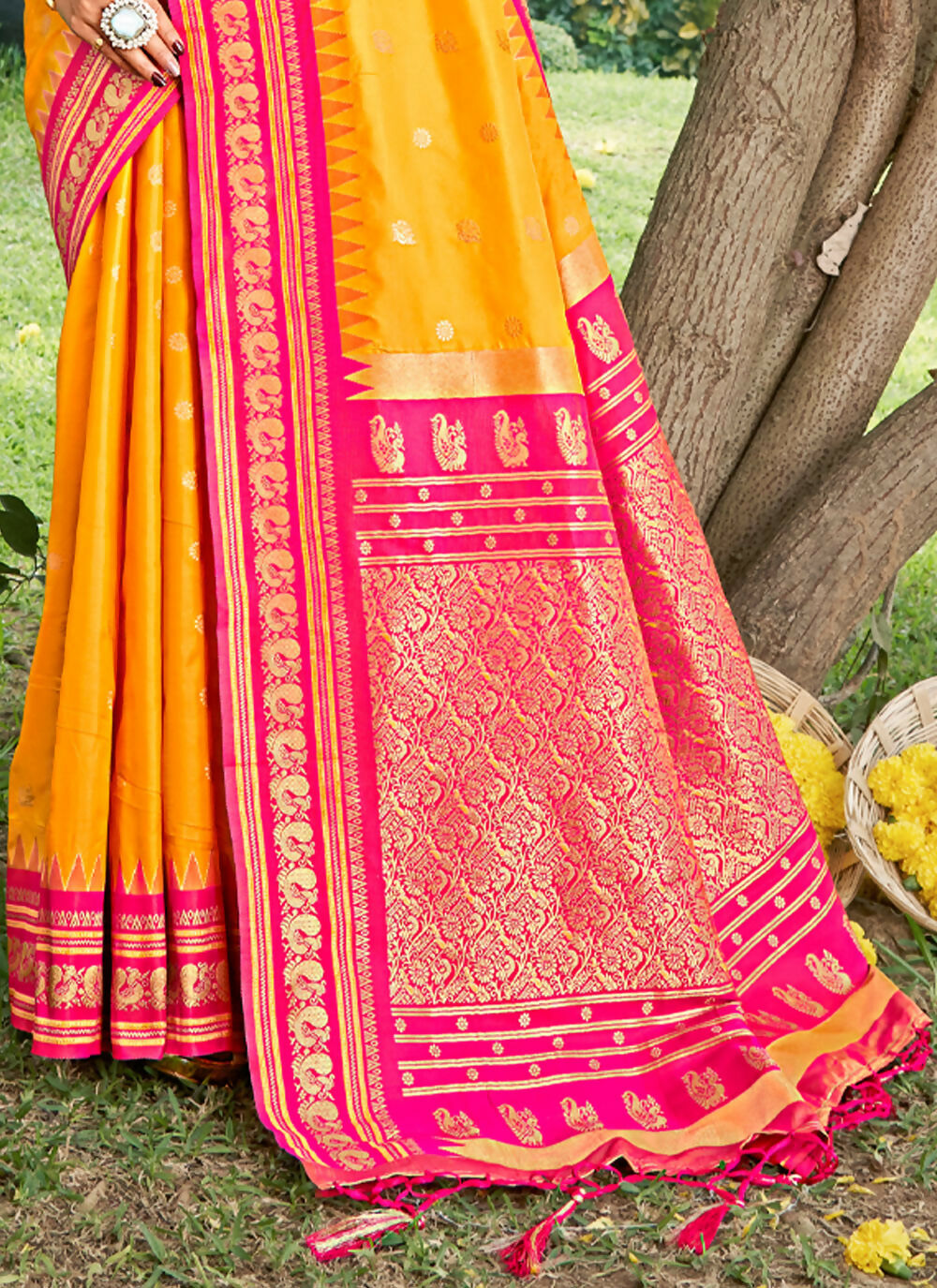 Shree Shyam Fashion Yellow Soft Silk Saree - Distacart