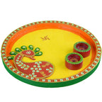 Kundan HandiKrafts Mdf Peacock Pooja Thali (Round) - Distacart
