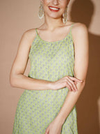 Myshka Women Green Printed Kurta & Trousers With Dupatta - Distacart