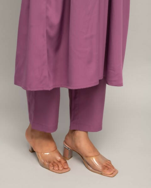FIORRA Women's Lavender Creap A-Line Kurta Pant With Dupatta