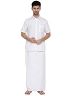 Ramraj Cotton Mens Half Sleeve Formal 100 % Cotton White Shirt