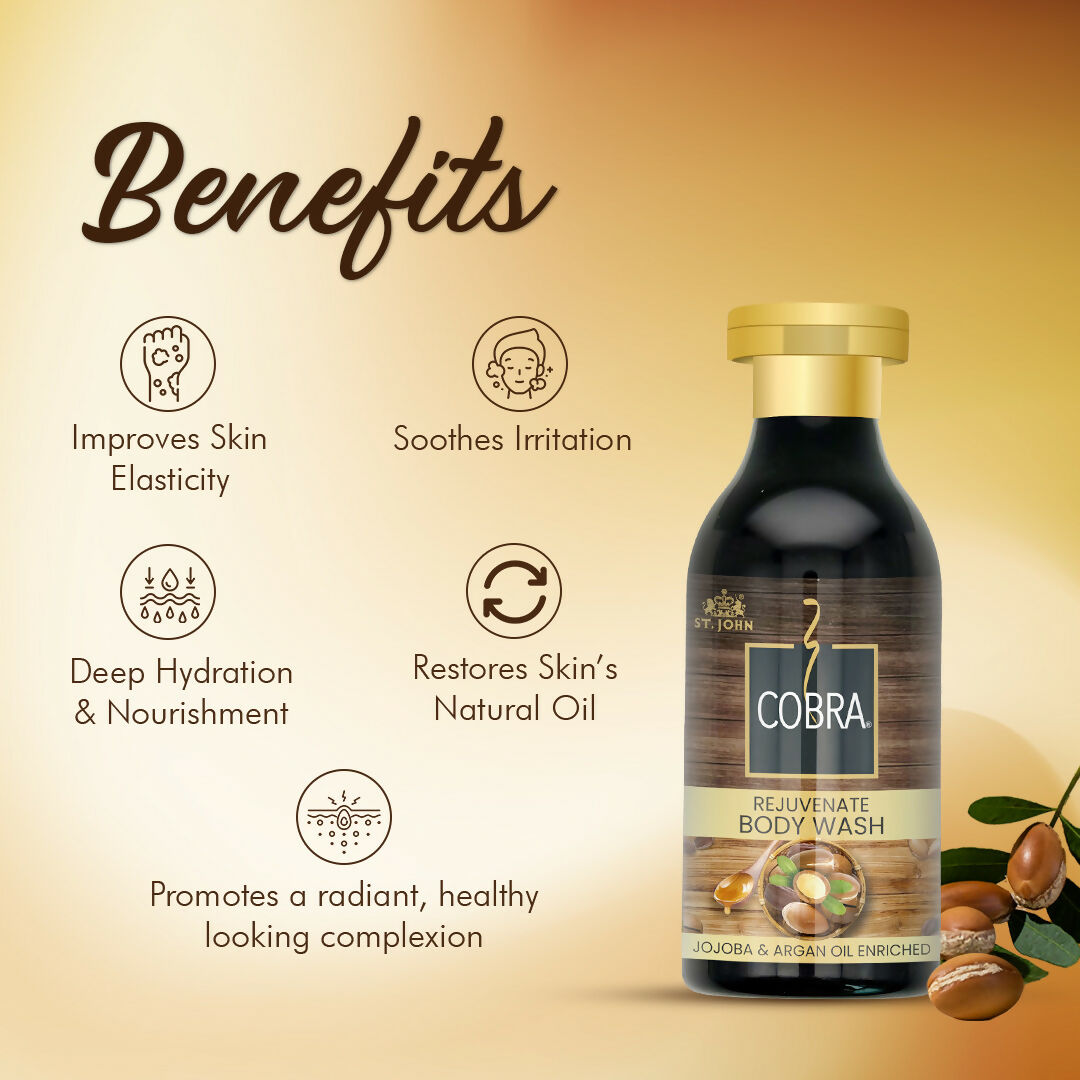 ST.JOHN Cobra Natural Body Wash Jojoba & Argan Oil for Deep Moisture & Radiant, Refreshing Fragrance For All Skin Types