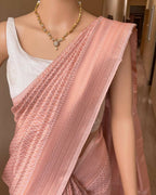 DEIANA'S Beautiful Designer Golden zari Soft Lichi Silk Saree - Cream