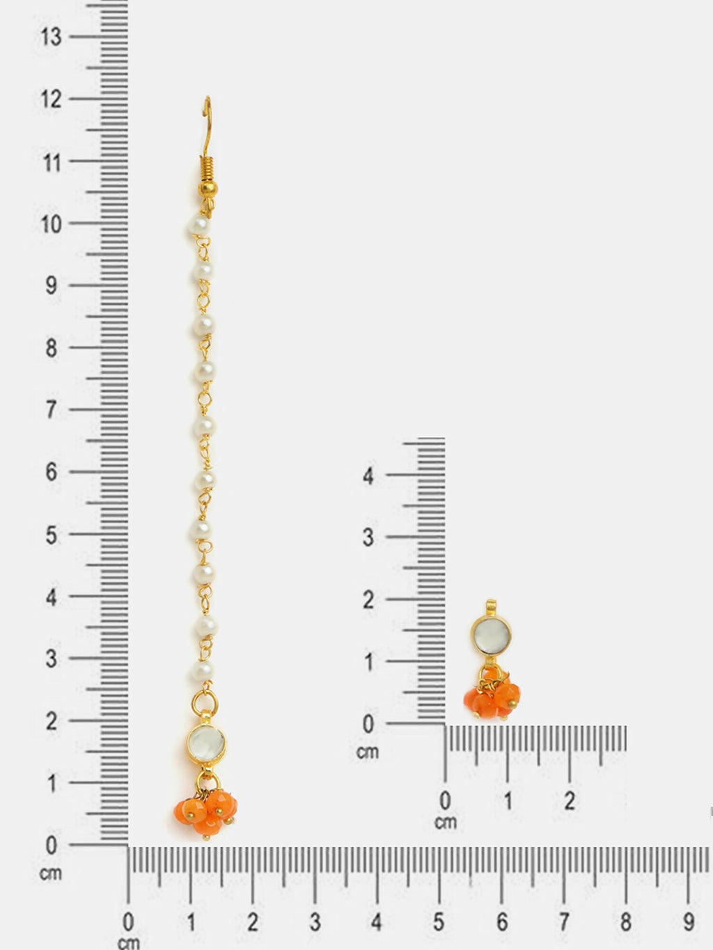 Ruby Raang Mannat Set Of 2 - Orange Embedded Maang Tikka And Earrings - Distacart