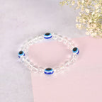 NVR Men & Women Evil Eyetransparent Beaded Elasticated Bracelet - Distacart