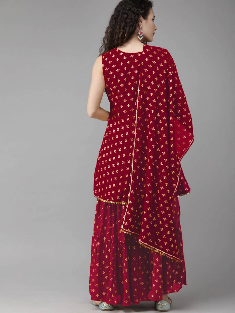 Vamika Printed Rayon Maroon Party Wear/Casual Wear Kurta Set/Suit - Distacart