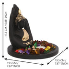eCraftIndia Black and Golden Polyresin Palm Buddha Statue