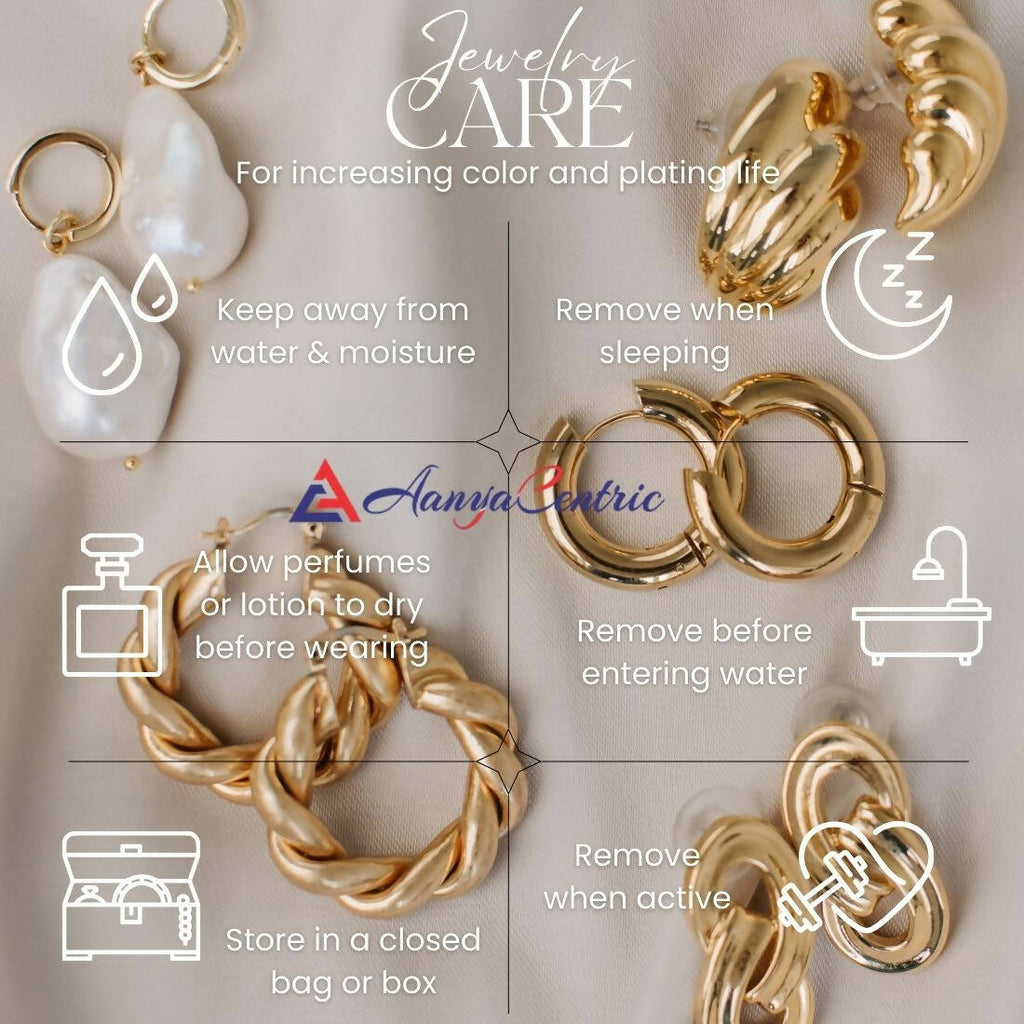 AanyaCentric Gold-Polished Mangalsutra with Pendant, 2 Pair Earrings