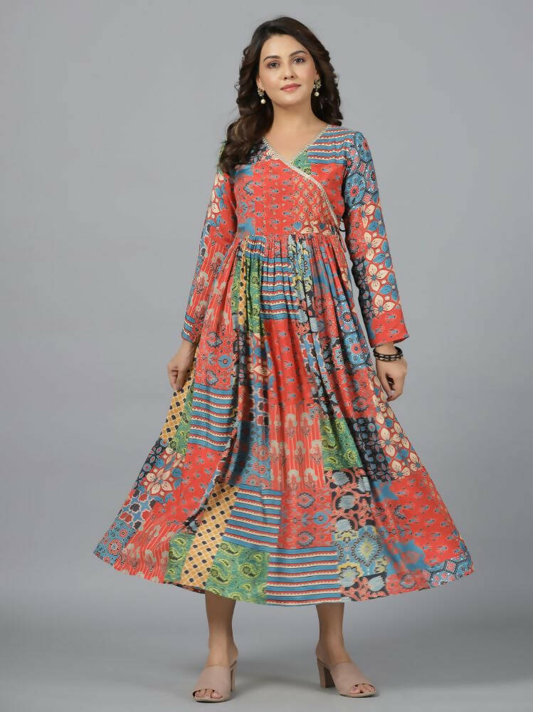 Juniper Women Red Muslin Printed Maxi Dress - Distacart