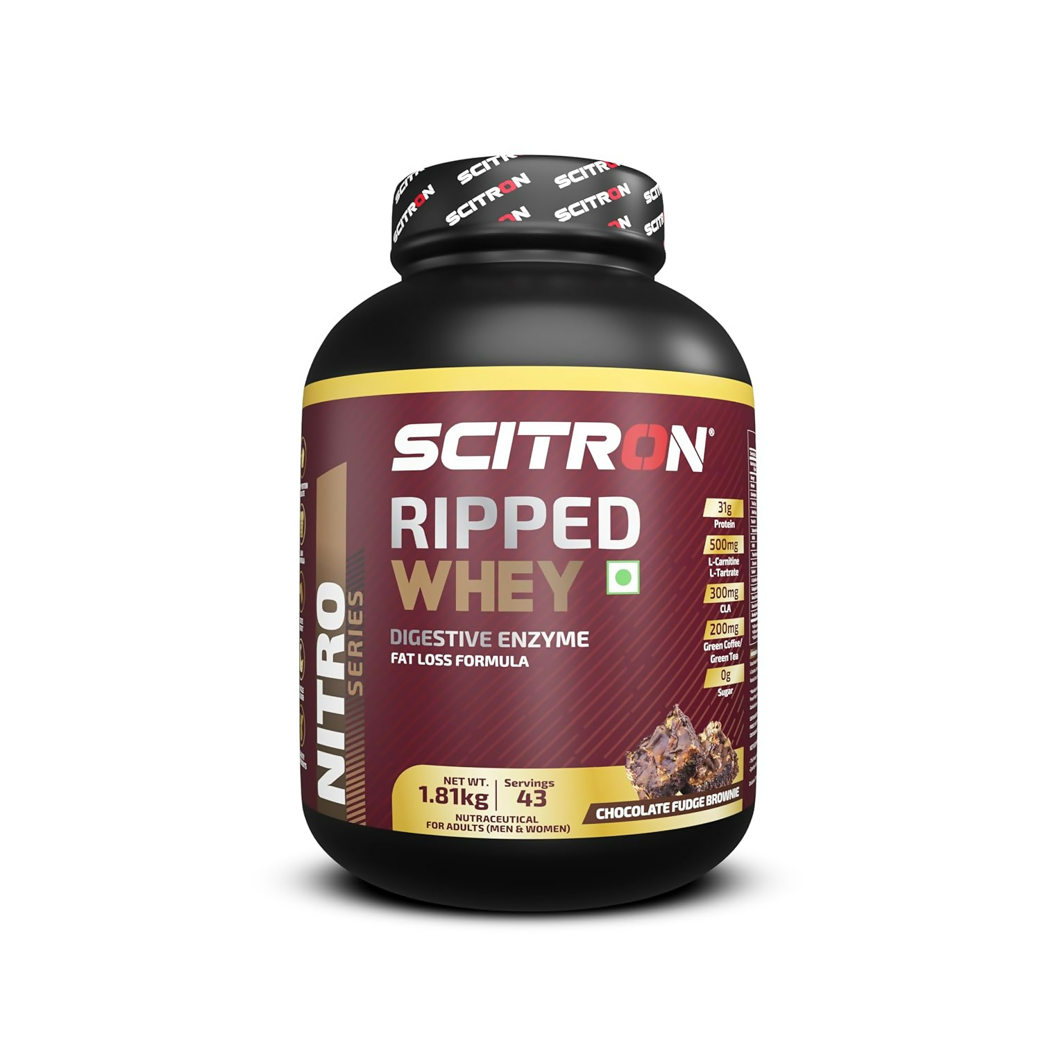 Scitron Ripped Whey Protein Powder Flavor Chocolate Fudge Brownie - Distacart