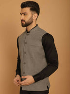 Even Apparels Nehru Jacket With Welt Pockets - Grey
