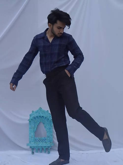 Diva Globe Ckeckard Blue Cotton Shirt - Distacart