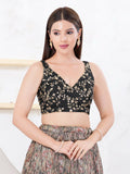 Joban Fashion Black Mulberry Silk Sleeveless Back Open Blouse