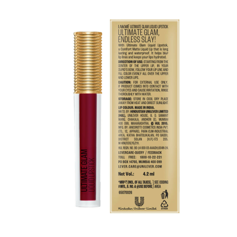 Lakme Ultimate Glam Matte Liquid Lipstick - Red Wine