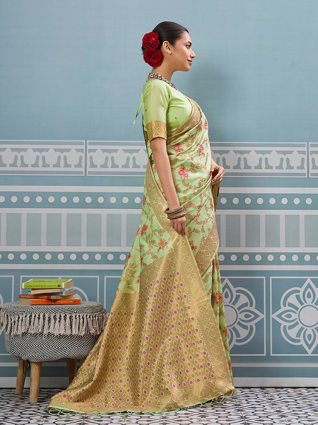 Shree Shyam Fashion Sea Green Silk Saree - Distacart