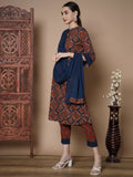 Myshka Women's Multi A-Line Kurta & Trousers With Dupatta