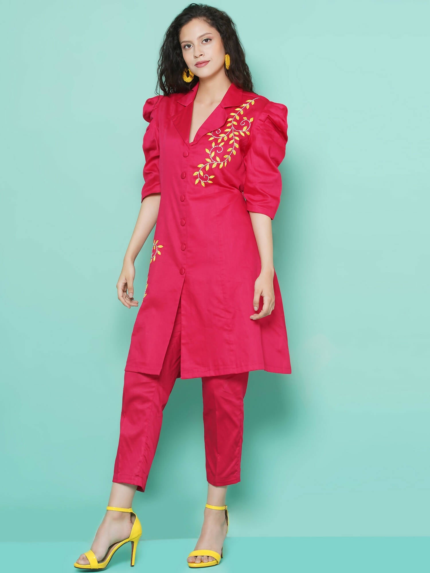 Women Republic Pink Cotton Silk Embroidered and Embellished Coord Set - Distacart