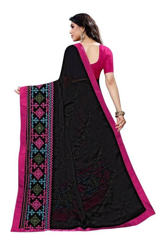 Vamika Black Chiffon Emboridered Saree (SUIDHAGA BLACK)