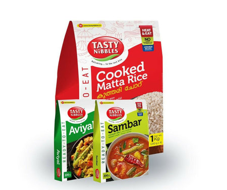 Tasty Nibbles Cooked Matta Rice | Sambar and Aviyal