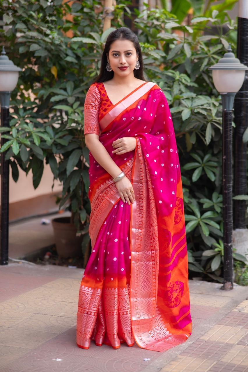 Rani Jute Silk Ethnic Motifs Saree with Unstitched Blouse - Hiral Fashion