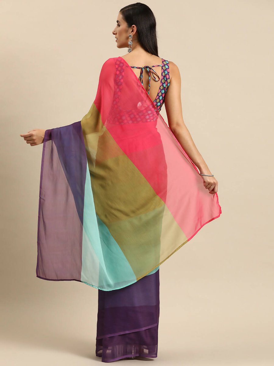 Ahalyaa Women's Traditional Semi Stitch Saree - Blue