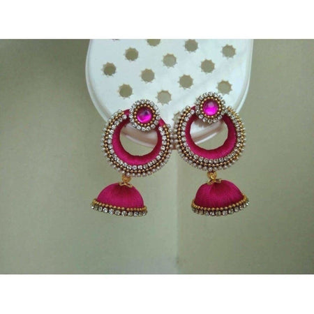 Pink Color Jhumki Earrings