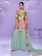 Aarshi Fashions Mint Green Floral Print Full Stitched Palazzo Suits - Distacart