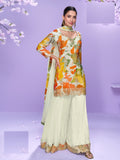 Aarshi Fashions White Floral Print Full Stitched Palazzo Suits