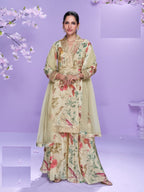 Aarshi Fashions Pale Yellow Floral Print Full Stitched Palazzo Suits