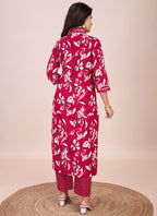 Prazu Fashion Pink Printed Cotton Blend Kurta Pant Set - Distacart