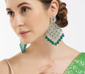 Jewel City Luxurious Emerald Chandelier Earrings - Traditional Indian Statement Jewelry for Wedding & Festival Elegance - Distacart