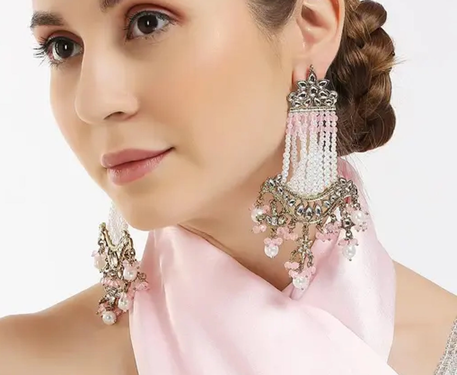 Jewel City Victorian Pearl Tassel Earrings - Vintage-Inspired Silver Chandelier Earrings for Wedding & Festive Wear - Distacart