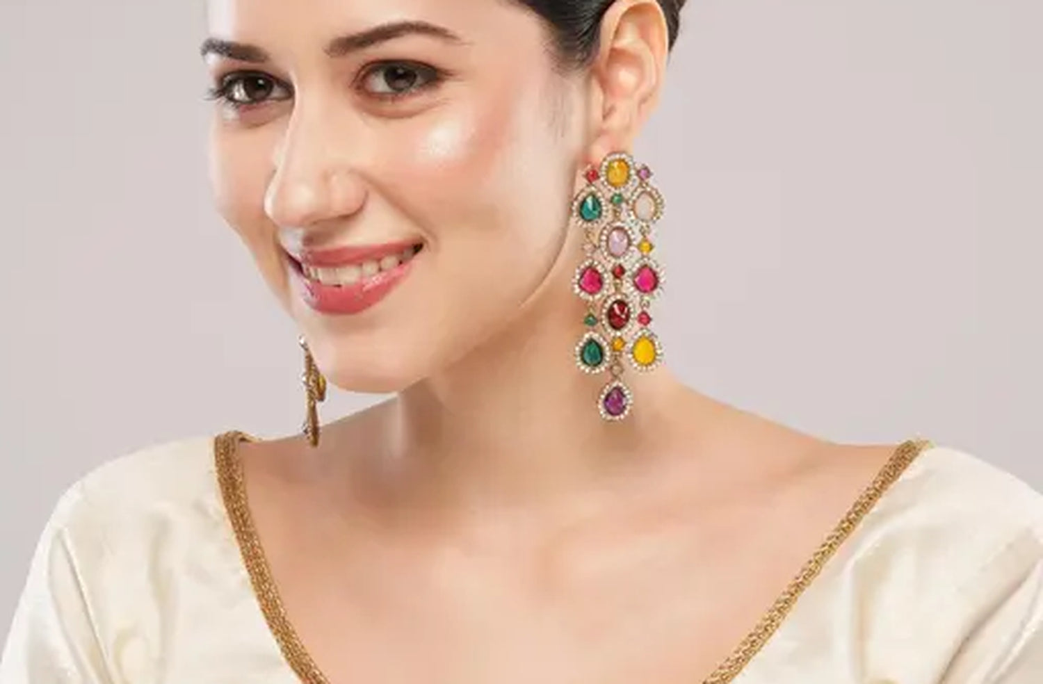 Jewel City Luxurious Multicolor Cascade Earrings - Crystal-Embellished Statement Earrings for Wedding & Festival Glamour - Distacart