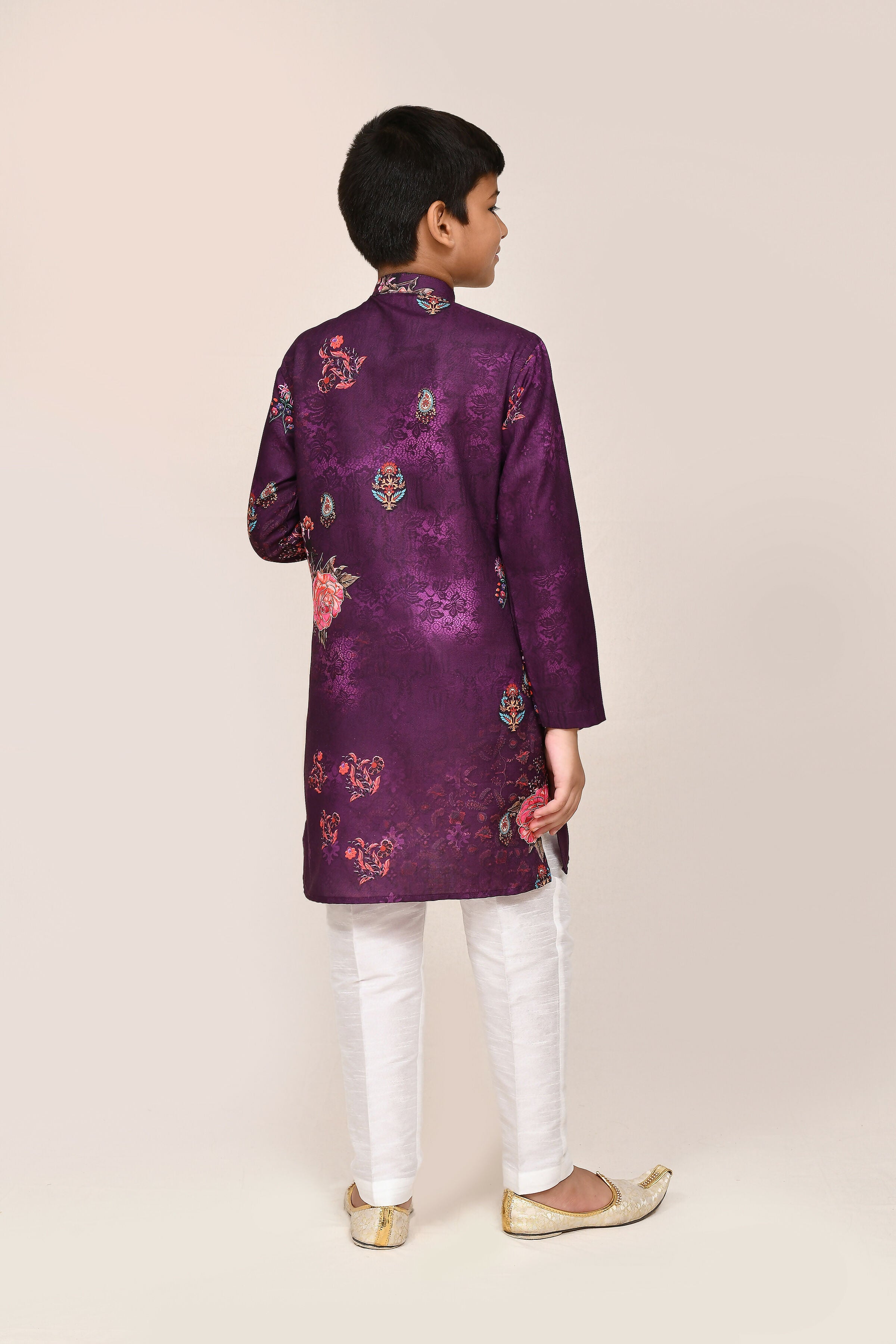 Joban Fashion Art Silk Purple Kurta With Straight Fit Pant