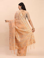 Shree Shyam Fashion Linen Cotton Orange Saree - Distacart