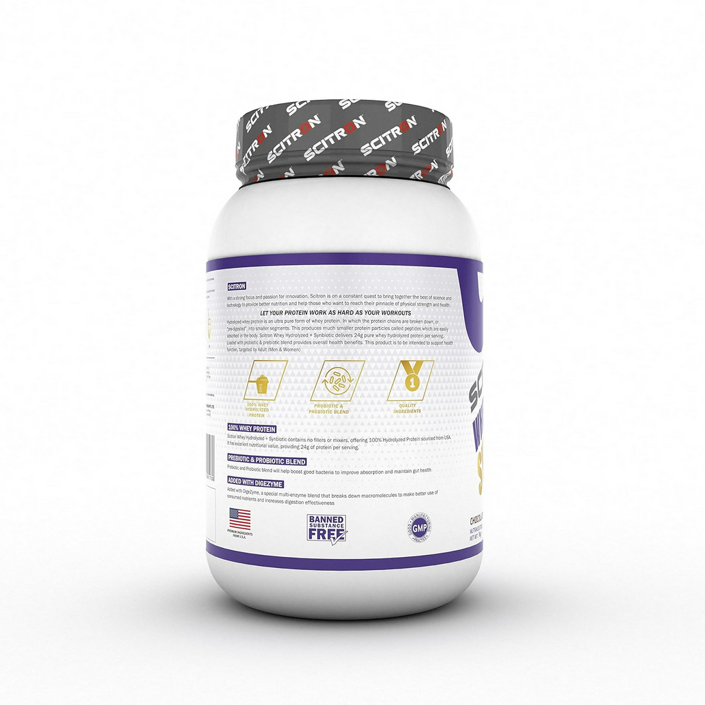 Scitron Whey Hydrolyzed Synbiotic 100% Hydrolyzed Protein Powder Chocolate Flavor - Distacart