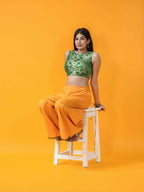 Amodini Designer Studio Women's Banarsi Brocade Sleeveless Green Blouse