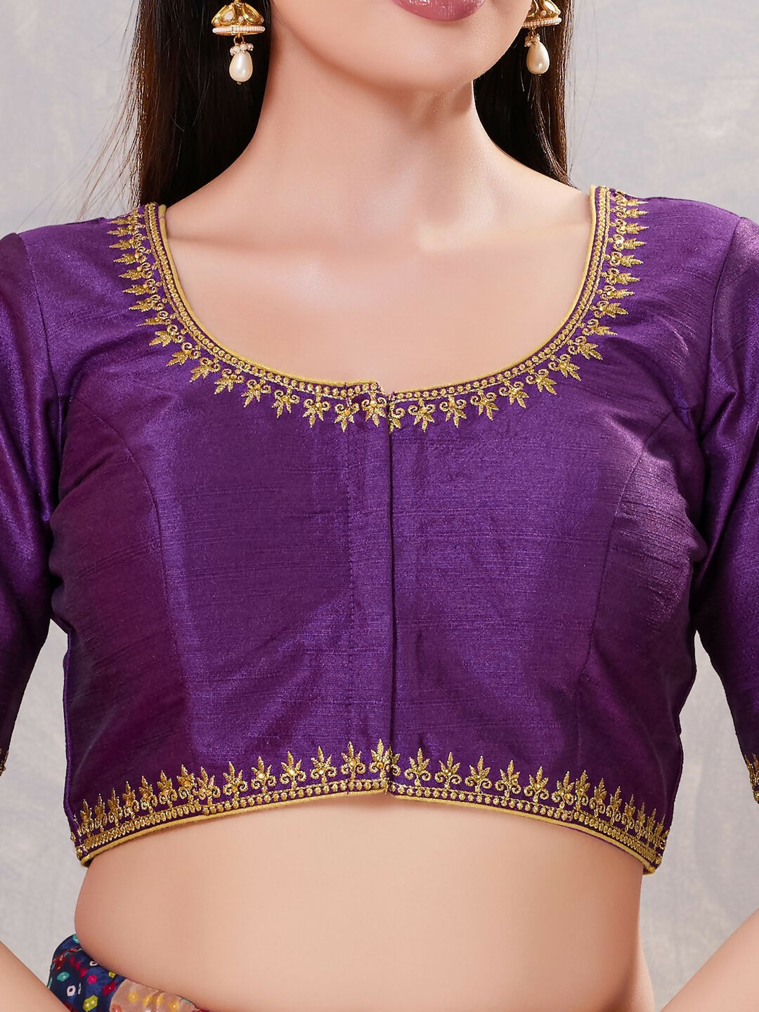 Joban Fashion Women Silk Dark-Brinjal Stitched Blouse