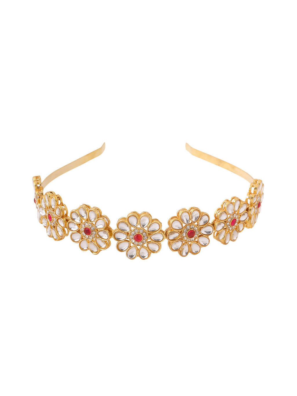 NVR Women's Rajputi Gold-Plated Kundan Matha Patti Hairband - Distacart
