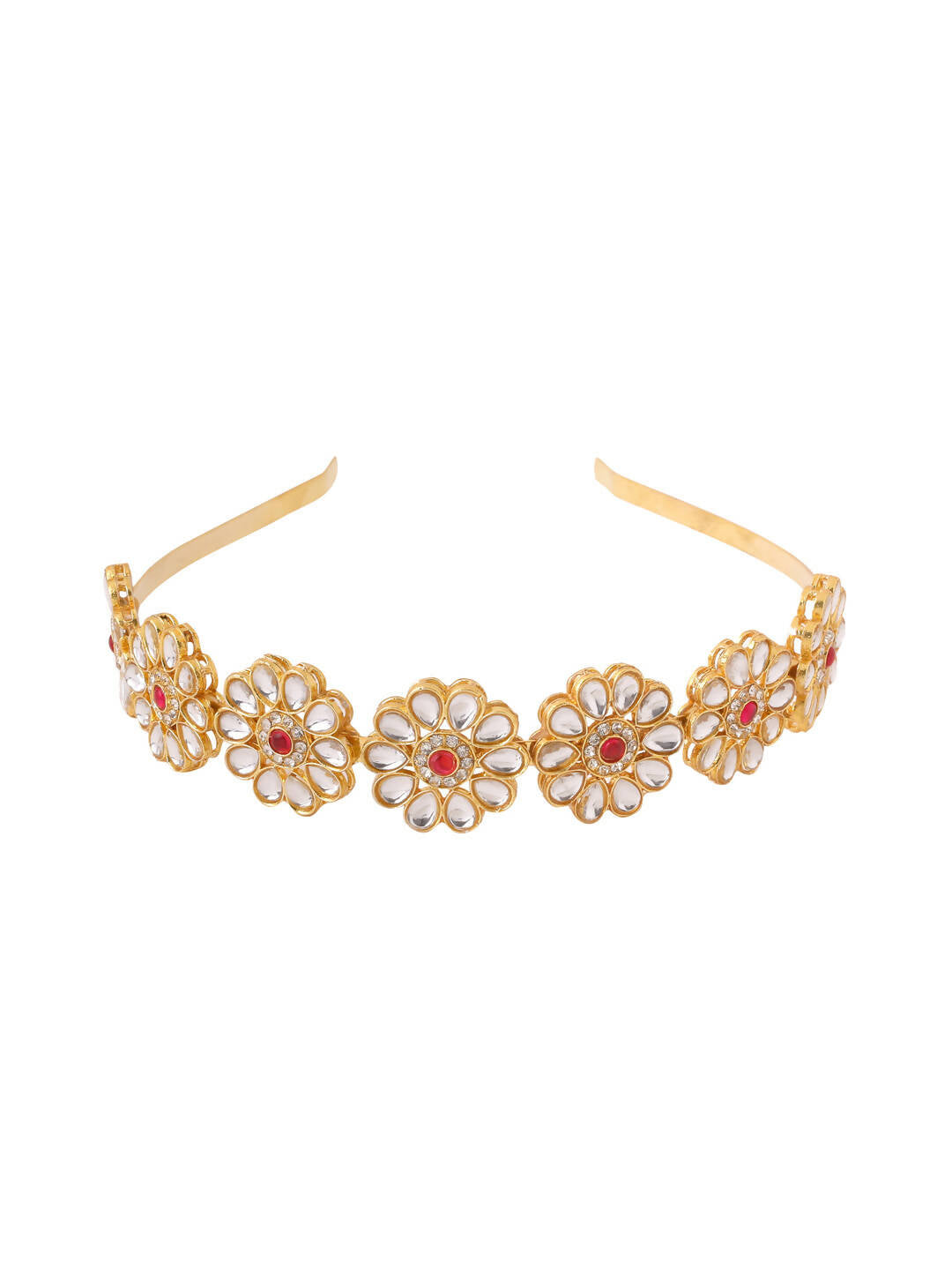 NVR Women's Rajputi Gold-Plated Kundan Matha Patti Hairband - Distacart