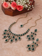 Jewel City Teardrop Bridal Necklace Set with Earrings & Maang Tikka - Ethnic Wedding Jewelry for Brides & Parties
