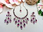 Jewel City Teardrop Bridal Necklace Set with Earrings & Maang Tikka - Ethnic Wedding Jewelry for Brides & Parties