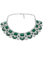 Jewel City Rhodium-Plated Stones Studded Jewellery Set