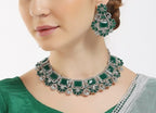 Jewel City Rhodium-Plated Stones Studded Jewellery Set